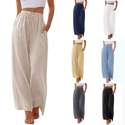 Damen leinenhose weit sommer - leinenhose,