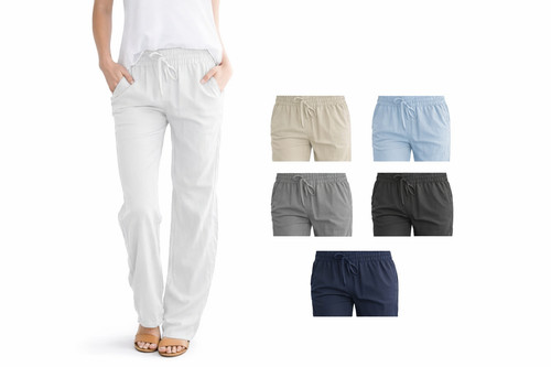 Damen leinen baumwoll hose - damen,
