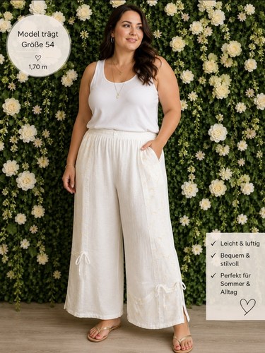 Damen crinkle hose weiß creme - weiß,